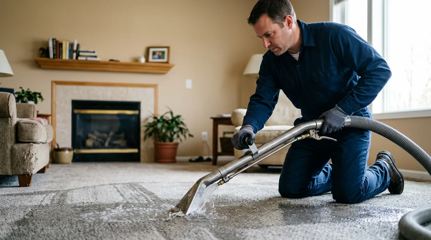 Water damage restoration technician working near Bethlehem, IN